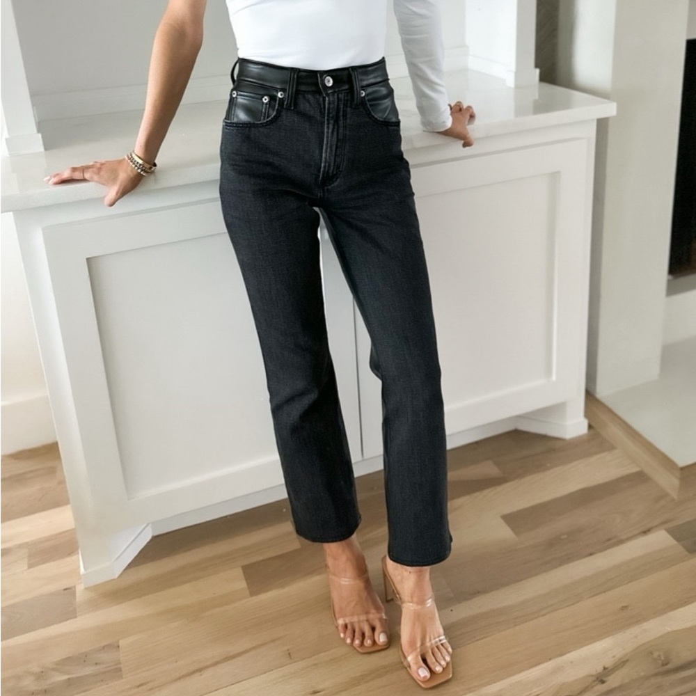 New Abercrombie black mixed fabric 90s curve love high rise jeans